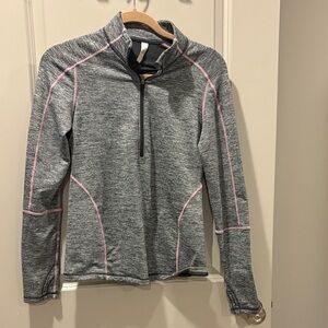 Athleta Gray and Pink Women's 1/4 zip Athletic Top size small